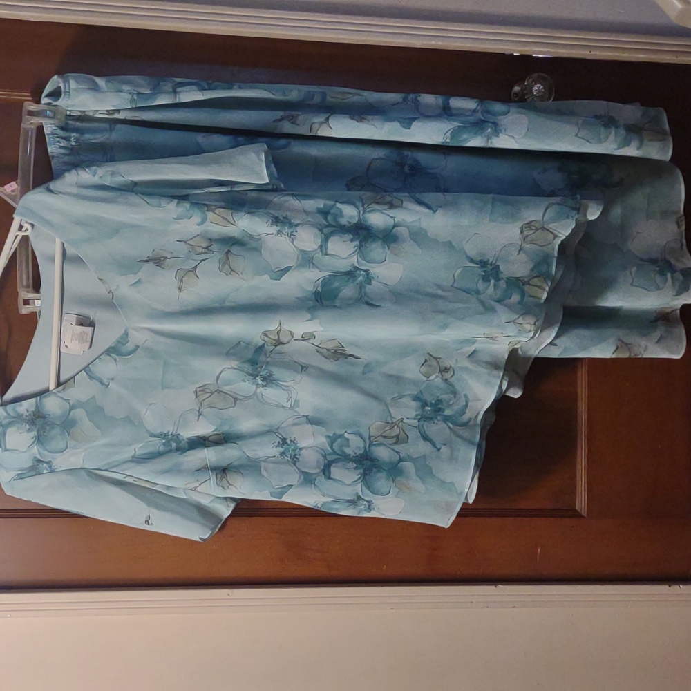 Kathy Roberts floral 2pc dress skirt outfit sheer asymmetrical vintage maxi y2k